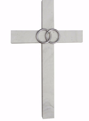 Cross-Wedding-Wall With Double Rings (8")