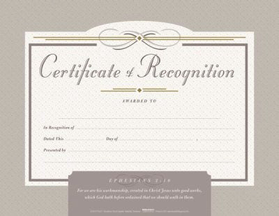 Certificate-Recognition (5.5" x 3.5") (Pack Of 6)  (Pkg-6)