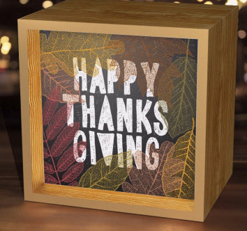 Light Box-"Happy Thanksgiving" Leaves (5-5/8 Square)