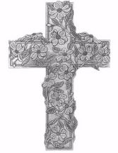 Wall Cross-Dogwood-Old Forge Pewter (8" x 5.5")