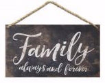 Jute Hanging Decor-Family Always And Forever (6" x 3.5")