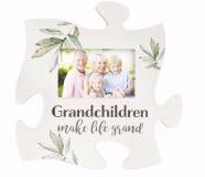 Wall Decor-Puzzle Piece Frame-Grandchildren Make Life Grand (12 x 12)