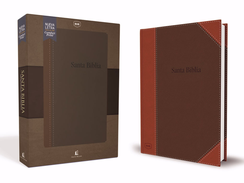 Span-RVR77 Reference Bible w/Concordance (Comfort Print)-Contemporary Brown Leathersoft (Nov)