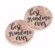 Car Coaster-Best Grandma Ever (Pack Of 2) (Pkg-2)