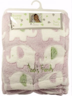 Baby Blanket-Noah's Friends-Elephant Art-Pink (30 x 40)