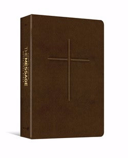 Message Devotional Bible-Brown Cross LeatherLook
