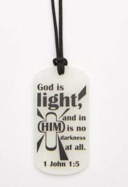 ID Tag Necklace-God Is Light w/30" Black Cord