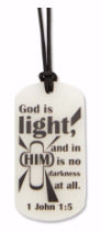 ID Tag Necklace-God Is Light w/30" Black Cord-Display/36 (Pkg-36)