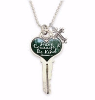 Necklace-Key-Have Courage And Be Kind w/Ball Chain-18"