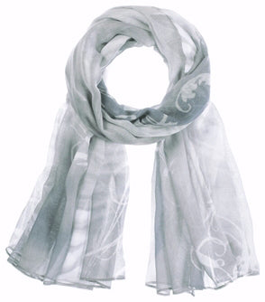 Scarf-Angels Wings-White/Gray (35 x 70)