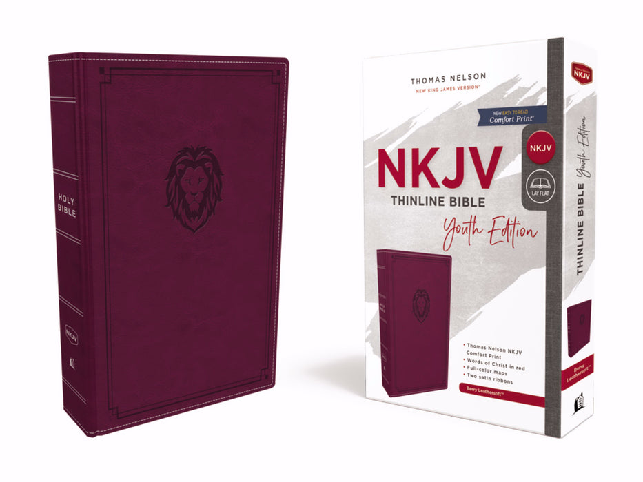 NKJV Thinline Bible/Youth Edition (Comfort Print)-Berry Leathersoft (Feb 2019)
