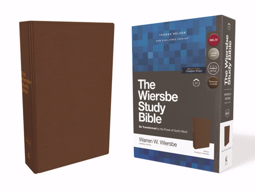 NKJV Wiersbe Study Bible (Comfort Print)-Rich Brown Genuine Leather (Feb 2019)