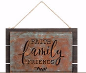 Acid Wash Sign-Faith Family Friends (13.75 x 10)