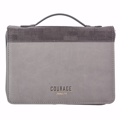 Bible Cover-Classic LuxLeather-Courage-Large-Gray