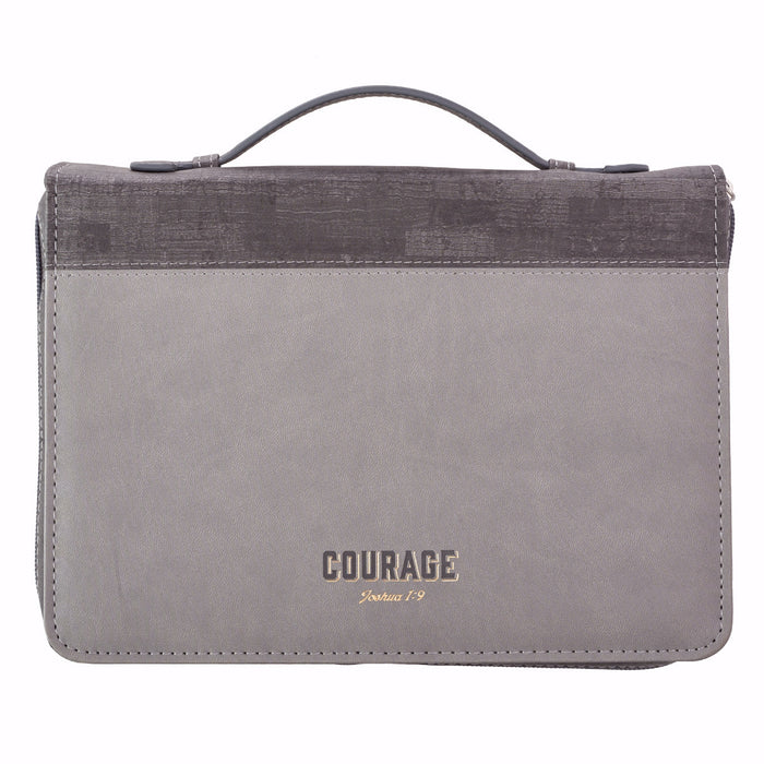 Bible Cover-Classic LuxLeather-Courage-Medium-Gray