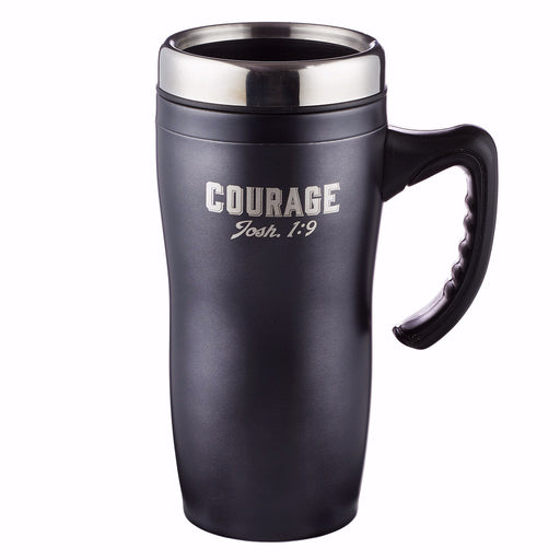 Travel Mug-Courage w/Handle (Stainless-Black) (Nov)