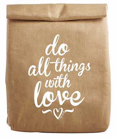 Lunch Cooler Bag-Do All Things With Love (7.5" x 12" x 5")