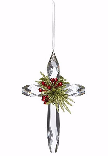 Ornament-Mistletoe Classic Cross (7" x 5")