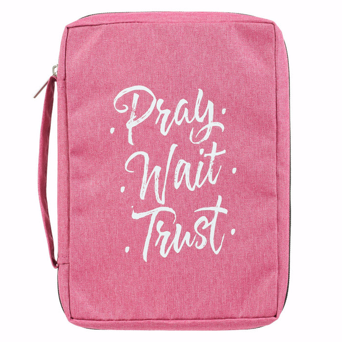 Bible Cover-Value-Pray Wait Trust-Medium-Rose (Nov)