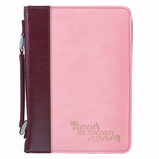 Bible Cover-Trendy LuxLeather-His Mercies-Large-Pink/Brown (Nov)
