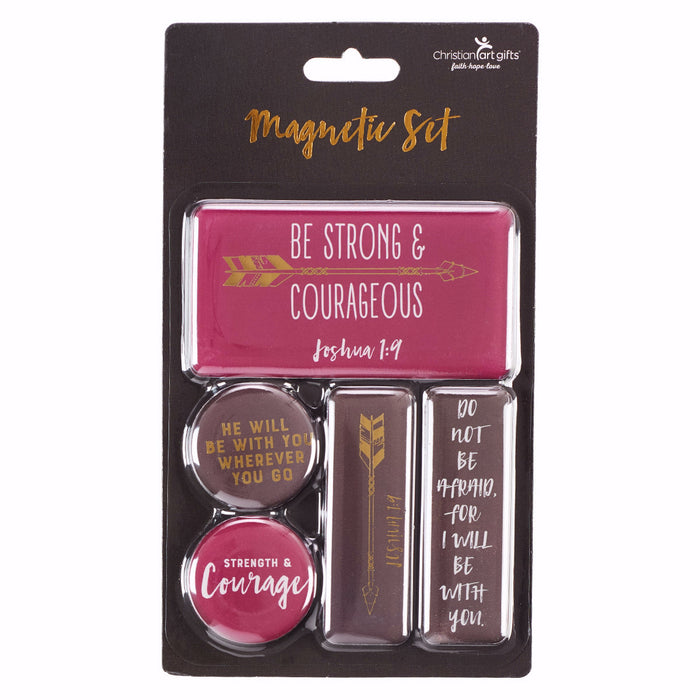 Magnet Set-Be Strong & Courageous (Set Of 5) (Nov)