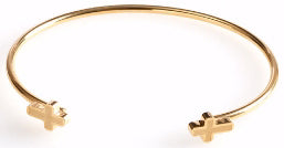 Bracelet-Open Cuff Bracelet With Cross Ends (Nov)