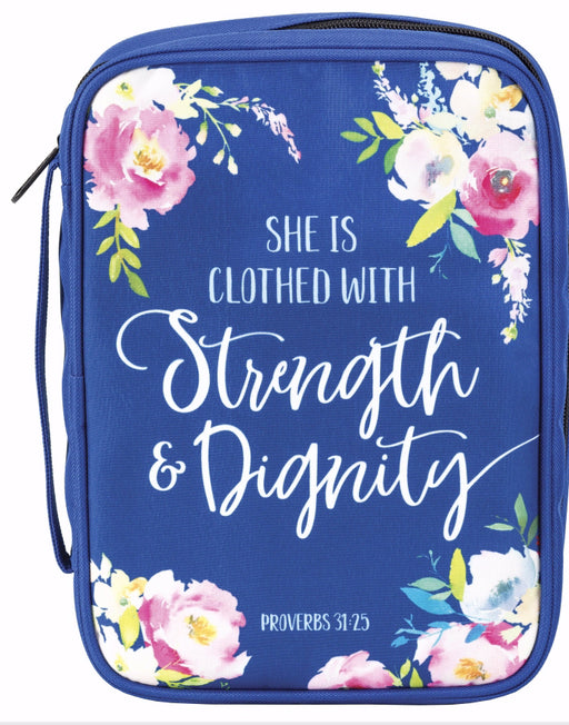 Bible Cover-She Is Clothed-X Large-Blue