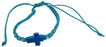 Bracelet-Blue Cotton Adjustable Friendship With Cross (Pk/12)