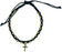Bracelet-Dark Blue Cotton Adjustable Friendship With Large Round Silver Beads and Cross Charm