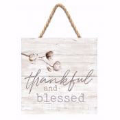 Jute Hanging Decor-Thankful And Blessed (7 x 7)