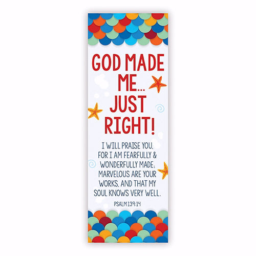 Bookmark-Bible Basics-God Made Me Just Right (Pack of 10) (Pkg-10)