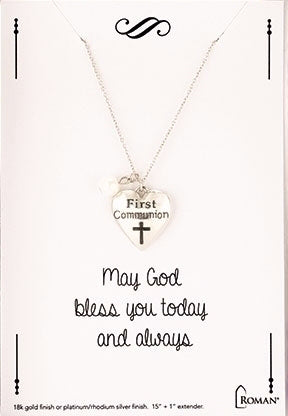 Necklace-First Communion-Silver (15") (Carded) (Jan 2019)