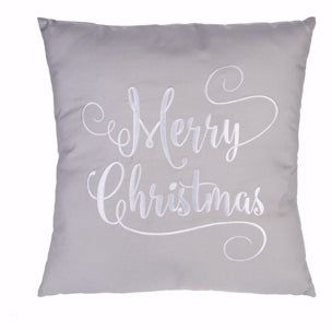 Pillow-Merry Christmas-Gray/White (16" Square)