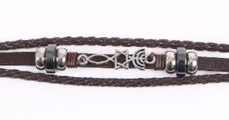 Bracelet-Roots Symbol-Leather Cord