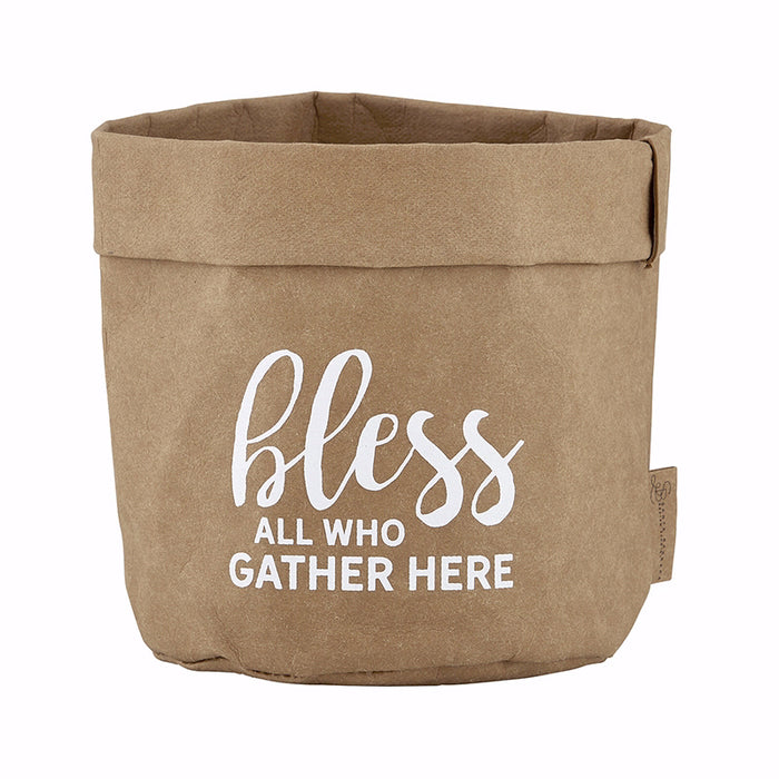 Washable Paper Holder-Bless All Who Gather-Natural Kraft (4.5"x 4.5")