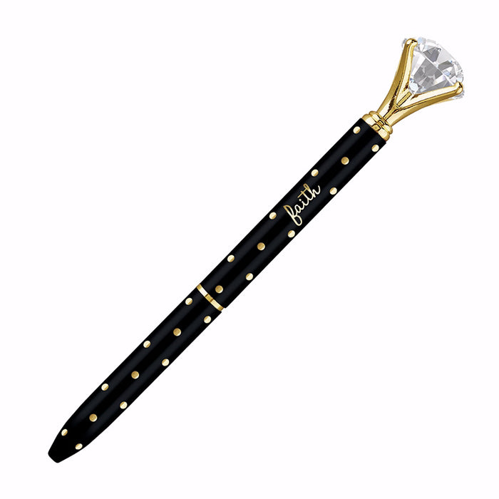 Pen-Metallic Gold Dot Gem-Faith-Black/Gold Dot