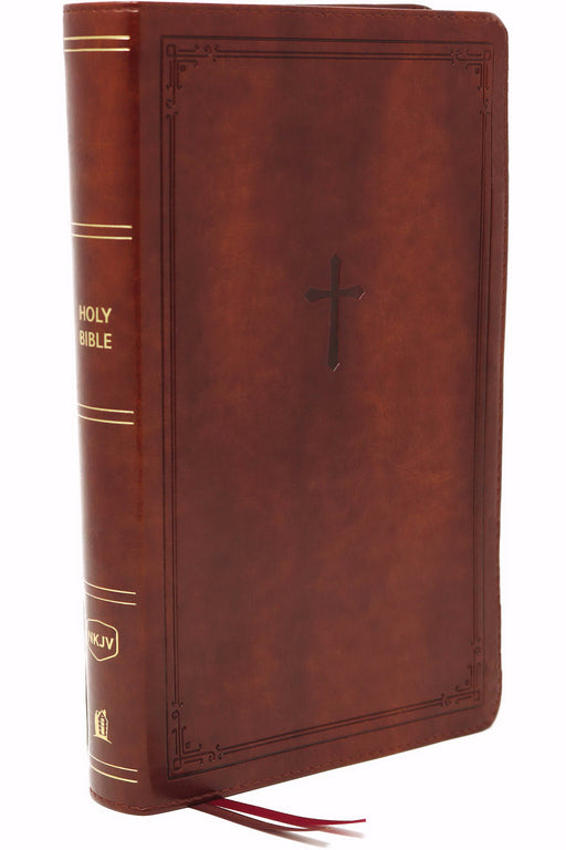 NKJV Compact Large Print Reference Bible (Comfort Print)-Brown Leathersoft (Sep 2020)