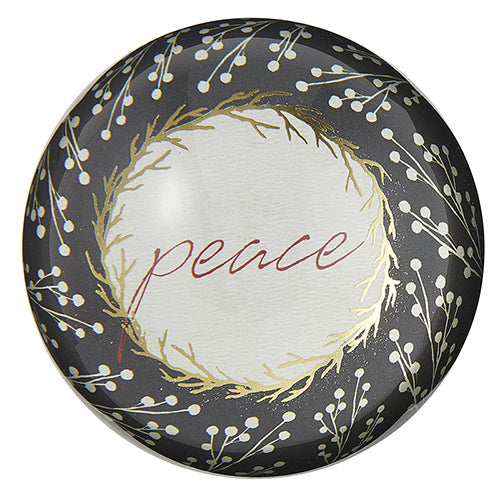 Paperweight-Glass Dome-Peace-Gift Boxed (3" Dia x 1.25")