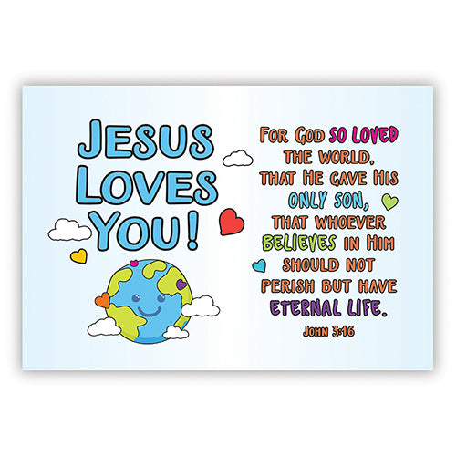 Cards-Pass It On-Jesus Loves You/Globe (3" x 2") (Pack Of 25) (Pkg-25)