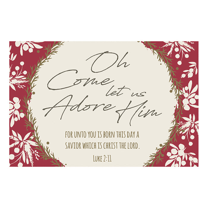 Cards-Pass It On-Oh Come Let Us Adore Him (Holly) (3" x 2") (Pack Of 25) (Pkg-25)