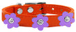 Flower Leather Collar Orange With Lavender flowers Size 22