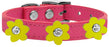 Flower Leather Collar Pink With Yellow flowers Size 24