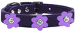 Flower Leather Collar Purple With Lavender flowers Size 18