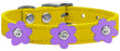 Flower Leather Collar Yellow With Lavender flowers Size 18