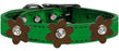 Metallic Flower Leather Collar Metallic Emerald Green With Bronze flowers Size 24