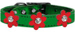 Metallic Flower Leather Collar Metallic Emerald Green With Metallic Red flowers Size 22