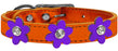 Metallic Flower Leather Collar Metallic Orange With Metallic Purple flowers Size 12