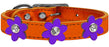 Metallic Flower Leather Collar Metallic Orange With Metallic Purple flowers Size 20