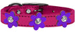 Metallic Flower Leather Collar Metallic Pink With Metallic Purple flowers Size 16