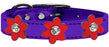 Metallic Flower Leather Collar Metallic Purple With Metallic Red flowers Size 24